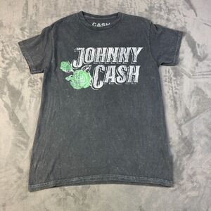 Johnny Cash Shirt Mens Small Roses Western Tee Acid Wash Comfort Adult